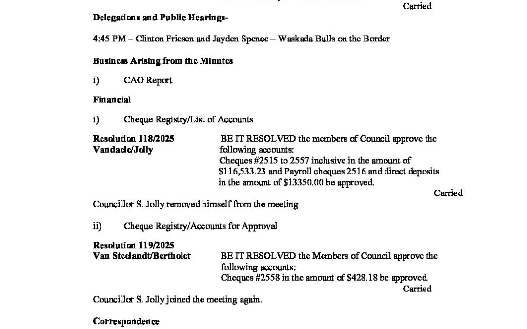 April 22, 2025 Regular Meeting Minutes