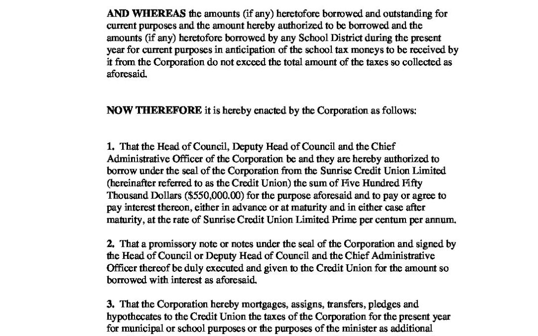 By-Law #04-2024 Line of Credit