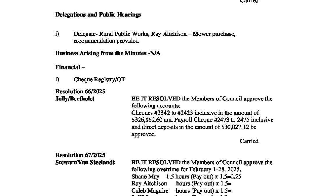 March 11, 2025 Regular Meeting Minutes