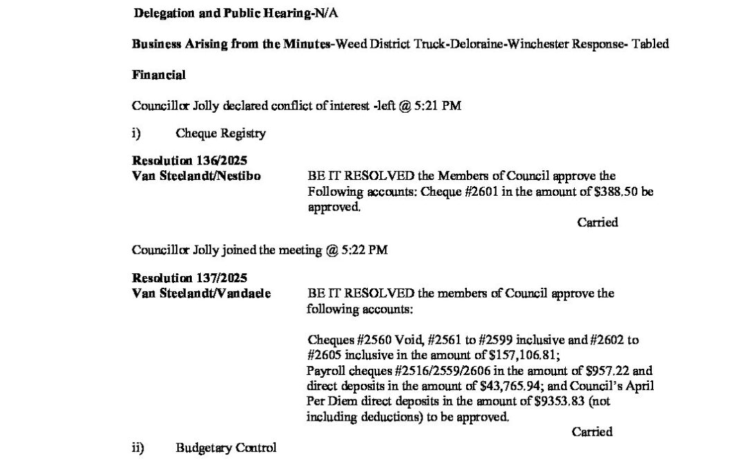 May 13th Regular Meeting Minutes