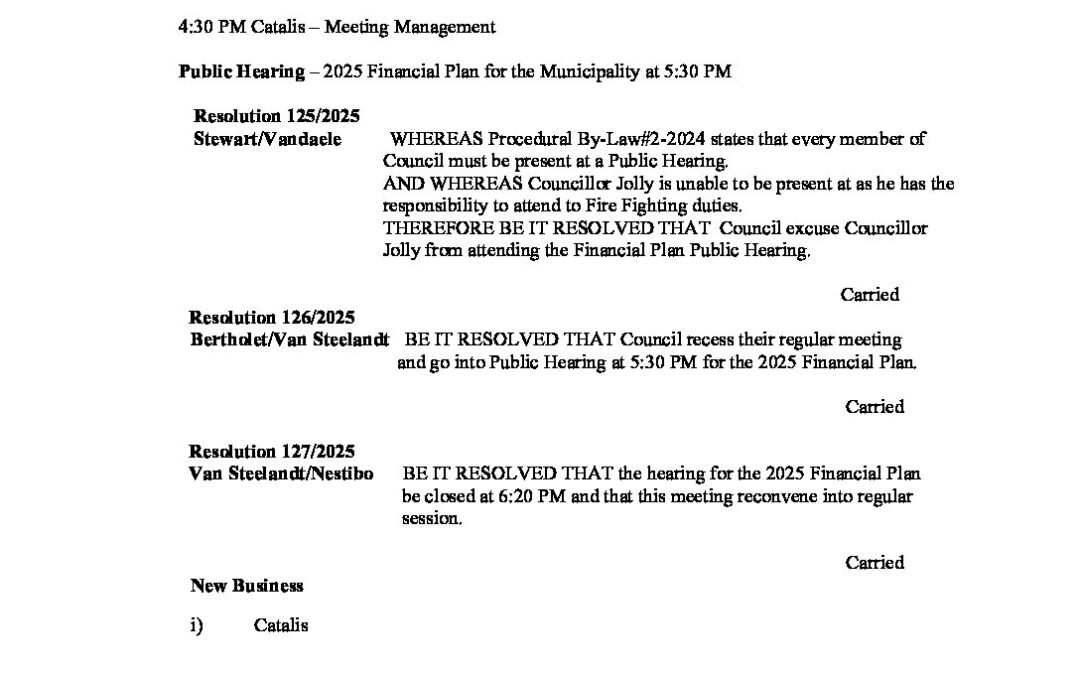 May 6th 2025 Special Meeting Minutes