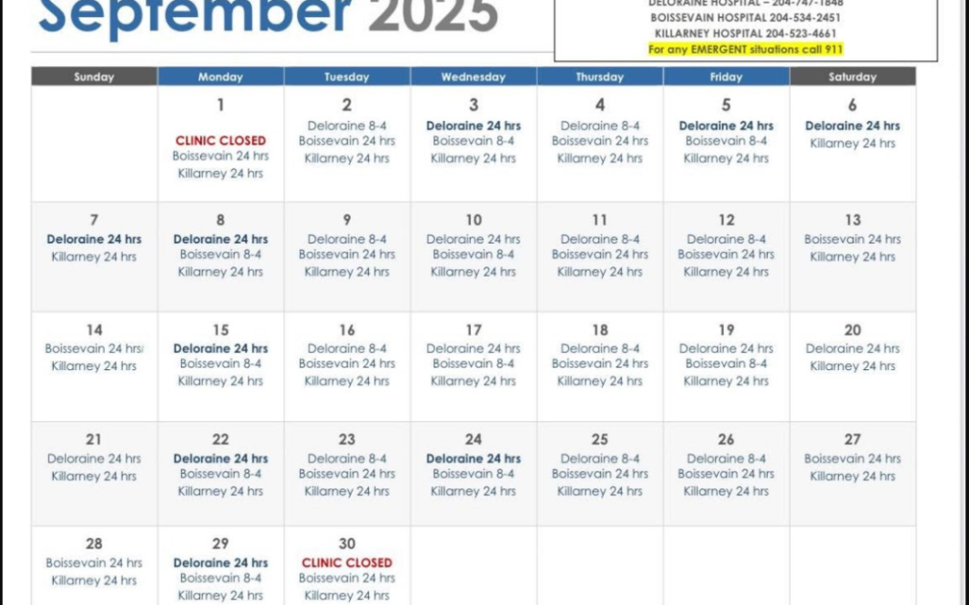 September on call schedule 2025