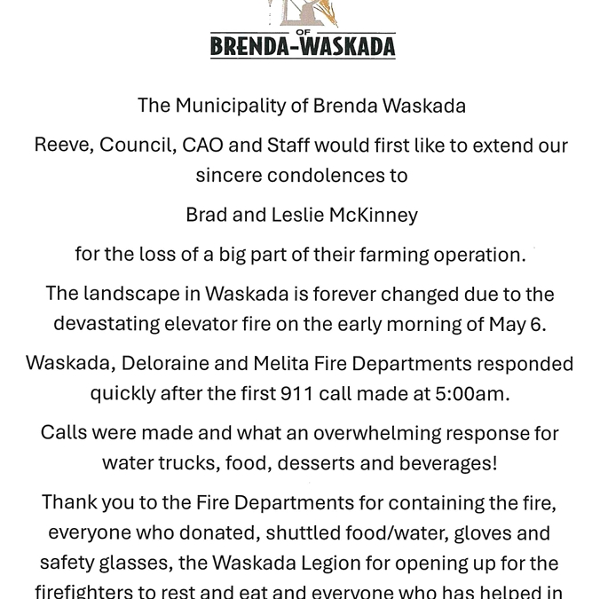 Waskada Elevator Fire